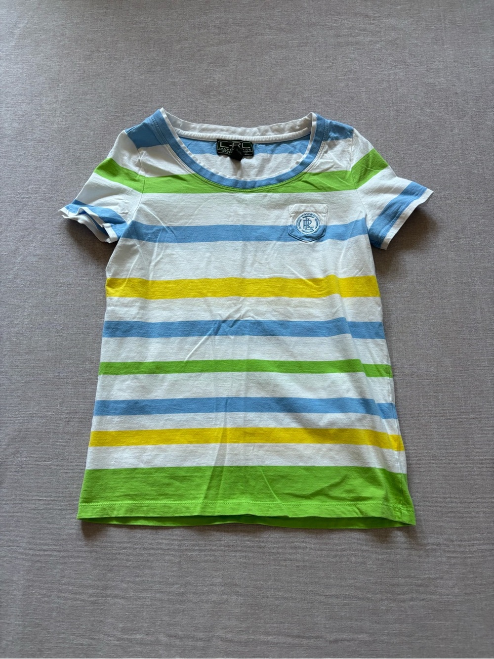 Ralph Lauren Pastel Retro Style Logo Striped Short Sleeve Tee